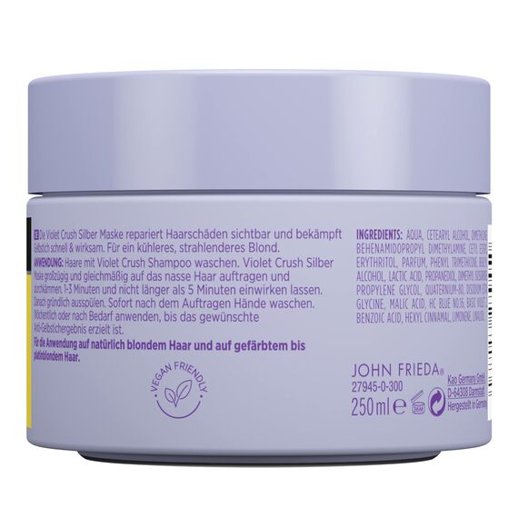 John Frieda Violet Crush Silber Maske - Inhalt: 250ml - Für blondes Haar - Neutralisiert Gelbstich - Repariert Haarschäden