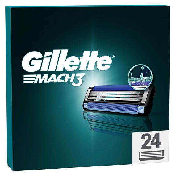 Gillette Mach3 Rasierklingen für Männer, 24 ORIGINAL Gillette Ersatzklingen, Klingen für Herren mit Gleitstreifen für ein Sanftes Gleiten und Klingenbeschichtung
