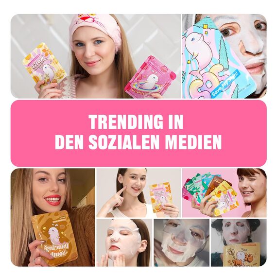 Tuchmasken Gesicht, Masken Beauty, Zealsea Natürlich Gesichtsmaske für Teenager Mädchen Geschenke, Pamper Tuchmaske Beauty Set für Kinder & Frauen Spa Party, Feuchtigkeitsspendend, Beruhigend 7Stück