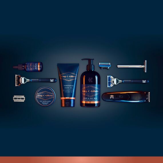 King C. Gillette Mini-Reiseset Probierset Geschenkset Bartpflege-Essentials: 3-Tagebart- & Gesichtspflege 30 ml + Bartshampoo 60 ml + Bart-Balsam 30 ml, Geschenk für Männer