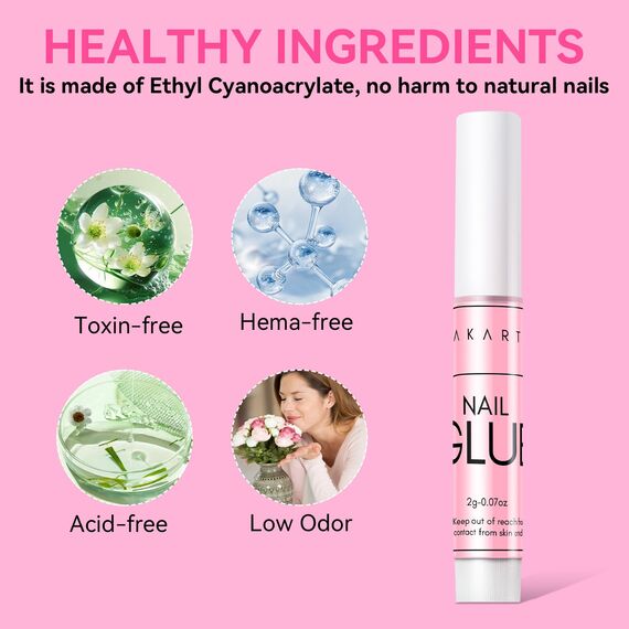 Makartt Super Starker Nagelkleber für kunstnägel, Schnelltrocknend in 5 Sekunden, Acrylnägel Nail Glue for Press on Nails, Nagel kleber, Kein Aushärten Unter Der UV Lampe Erforderlich, 2g 5 Stück