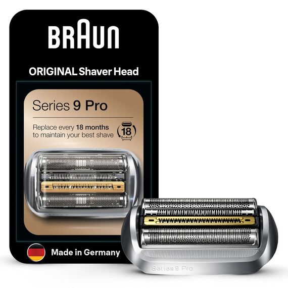 Braun Series 9 Pro Elektrorasierer Scherkopf, ORIGINAL Ersatzscherteil vom Hersteller passend für Braun Herren Rasierer Series 9 Pro, 94M, chrom, 1er Pack