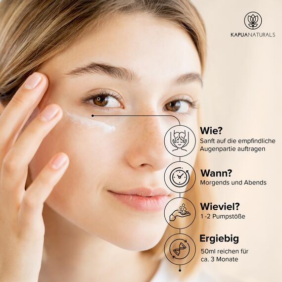 BIO Augencreme hochdosiert • 50 ml +Hyaluronsäure +Allantoin +Arganöl • 100% Vegan & BIO • Augencreme gegen Falten & Augenringe • Premium Anti-Aging Augenpflege Made in Germany • Augenringe entfernen