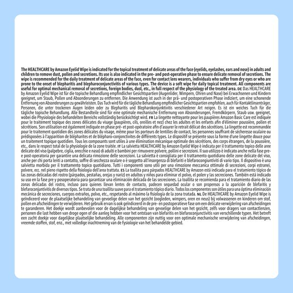 Healthcare by Amazon Augenlid-Reinigungstücher zur Behandlung der Augenpartie bei Erwachsenen und Kindern, ohne Duftstoffe, Packung mit 60 Stück (zuvor Amazon Basic Care) – Verpackung kann variieren