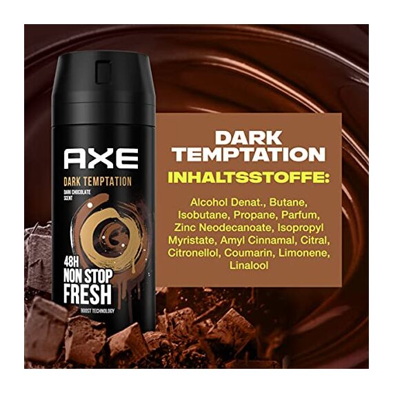 AXE Bodyspray Dark Temptation im 12er Set, Deo Deospray Deodorant Body Spray Herren Männer Men, 12x 150ml, Männerdeo ohne Aluminium (12 Produkte)