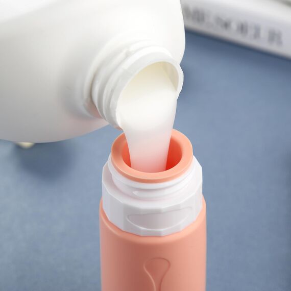 Gemice Silikon Reiseflaschen 90ml Set, 4 Stück auslaufsichere Reise Container und Reise Toilettenartikel Set, FDA zugelassene nachfüllbare Flüssigkeitsbehälter für Shampoo Creme Spülung Körperpflege