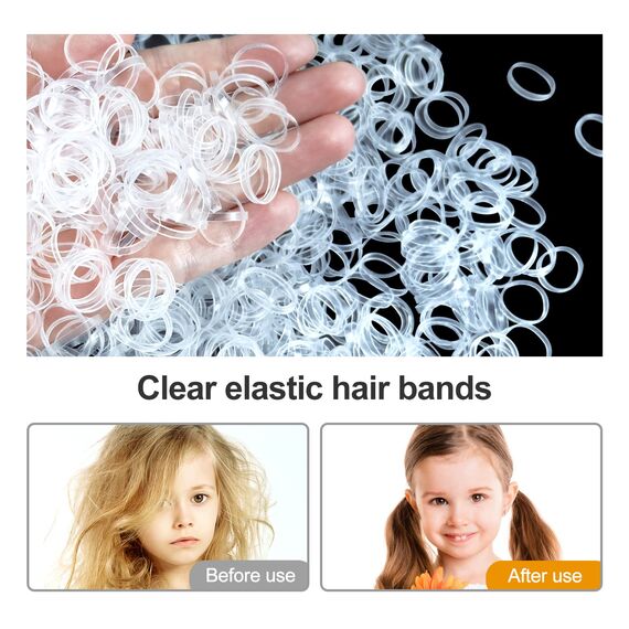 Hanyousheng 1000 Stück Haargummis Klein, Haargummis Mädchen, Mini Transparent Haargummi, Passend für Kinder Haar Zöpfen Hochzeitsfrisur, Kleine Dreadlocks