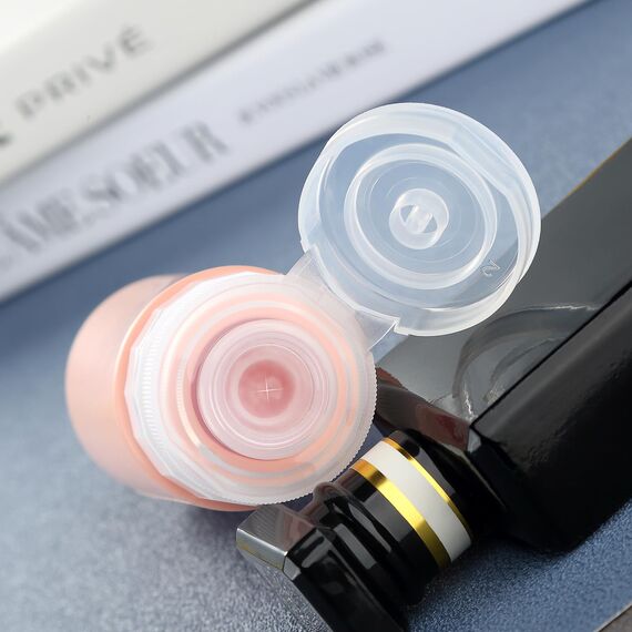 Gemice Silikon Reiseflaschen 90ml Set, 4 Stück auslaufsichere Reise Container und Reise Toilettenartikel Set, FDA zugelassene nachfüllbare Flüssigkeitsbehälter für Shampoo Creme Spülung Körperpflege