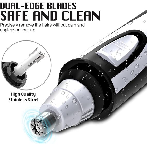 Nasenhaartrimmer Nasenhaarschneider Ohrhaarschneider, Professioneller schmerzfreier Augenbrauen und esichtshaartrimmer für Männer und Frauen, batteriebetrieben, IPX7 Wasserdichte Doppelklingen