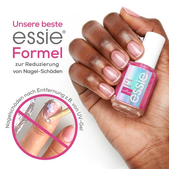 essie Nagelhärter für natürlich strahlende, glänzende und stärkere Nägel, Vegane Formel ohne Inhaltsstoffe tierischen Ursprungs, hard to resist, Pinker Tint, 1 x 13,5 ml