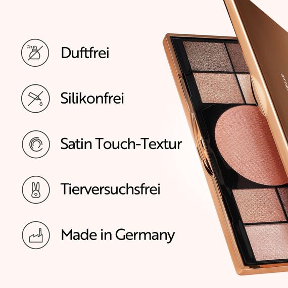 M. Asam MAGIC FINISH Elegant Vibes Palette (8 x 0,75 g / 3 g) – Lidschatten Palette & Blush mit integriertem Spiegel, Make Up mit Vitamin E, intensive Farbabgabe & samtige Textur für vielseitige Looks