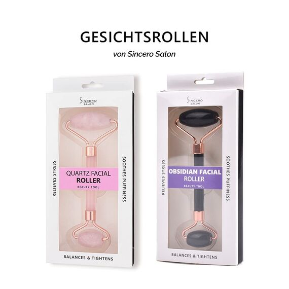 Sincero Salon - Rosenquarz Roller Gesicht Massagegerät - Jade Roller Gesicht - Anti-Falten Gesichtsmassagegerät - Sofortiges Gesichtslifting - Gesichtsmassagegerät Gegen Falten - Face Massager