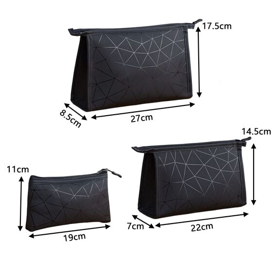 Kosmetiktasche mit Reißverschluss Leichte Kulturtasche Schminktasche wasserdichte Kulturbeutel Kosmetik Organizer Kosmetiktasche Klassische Reisekosmetiktasche für Flugreise, Badezimmer, 3 Stück