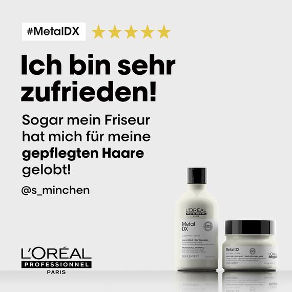 L'Oréal Professionnel Haarshampoo für alle Haartypen, Anti-Haarbruch, Pflege, Geschmeidigkeit, Feuchtigkeit & Glanz, mit Glicoamin, Serie Expert, Metal DX Shampoo, 300 ml