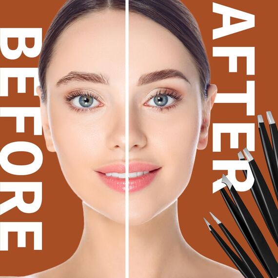 NARZ Pinzetten Professionelle Augenbrauen pinzette, 4-teiliges Edelstahl-Präzisionspinzettenset für Augenbrauenpinzette für die Gesichtshaare, zum Frauen und Männ Zupfen von Augenbrauen,