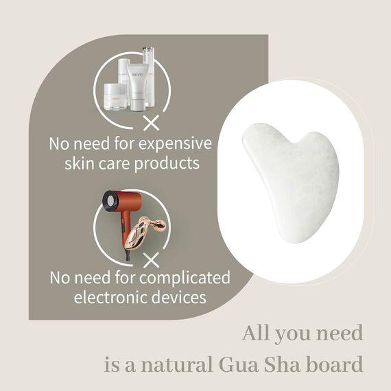 Rena Chris Jade Gua Sha Stein, Guasha Stein für Kieferlinien-Straffung und Reduzierung von Gesichtsschwellungen, Hautpflege-Geschenk – Weiß