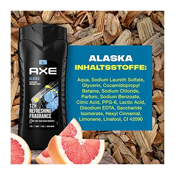 AXE 3-in-1 Duschgel & Shampoo Alaska XL für langanhaltende Frische und Duft im 6er Pack, Herren Men Showergel für Body Face Hair Wash, Shower Gel dermatologisch getestet