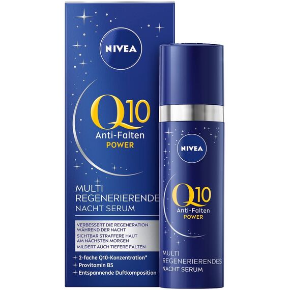 NIVEA Q10 Anti-Falten Power Multi Regenerierendes Nachtserum, Anti-Falten Serum für die Nacht, Gesichtsserum mit Provitamin B5 und Q10 (30 ml)