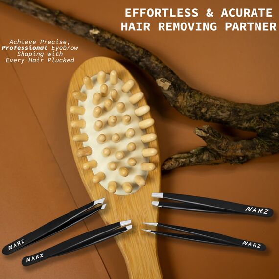 NARZ Pinzetten Professionelle Augenbrauen pinzette, 4-teiliges Edelstahl-Präzisionspinzettenset für Augenbrauenpinzette für die Gesichtshaare, zum Frauen und Männ Zupfen von Augenbrauen,