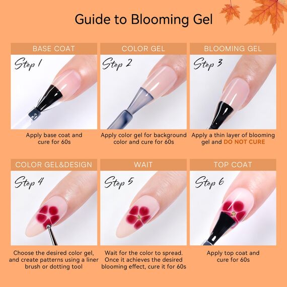 Makartt Blooming Gel Nagellack -15 ml Blühendes gel zum Verteilen Marmor Nagellack, Gelfarbe, Nageldesigns für DIY Blumen Tier Aquarell Magie Maniküre Kit