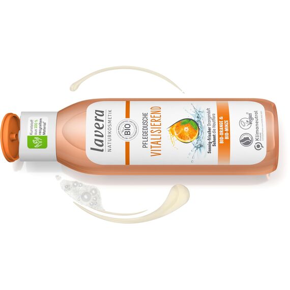 lavera Pflegedusche Vitalisierend - Bio-Orange & Bio-Minze - Naturkosmetik - vegan - Duschgel - pH-hautneutral - reinigt besonders sanft - 1 x 250 ml