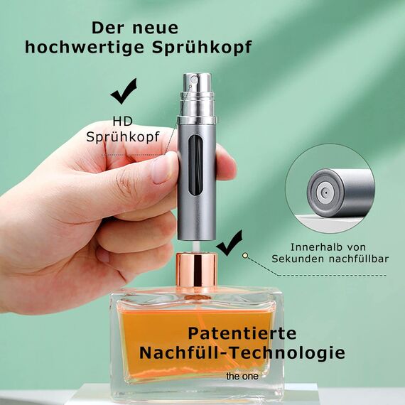 Travelofo Parfümzerstäuber Nachfüllbar, Leer Reise Parfüm Zerstäuber Mini Portable Sprühflasche mit Fenster für Unterwegs, 8ml (Schwarz & Rosa)