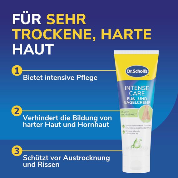 Scholl reichhaltige Fuß- und Nagelcreme - ideal für raue und sehr trockene Füße - mit Urea und Vitamin-Komplex - steigert den Feuchtigkeitsgehalt - 75 ml