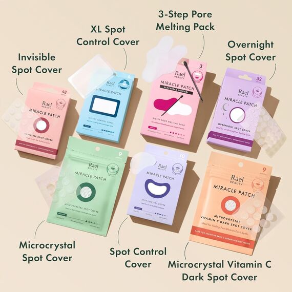 Rael Miracle Anti Pickel Patch über Nacht - Korean Skincare, Pimple Patches für das Gesicht, Extra Starke Haftkraft, Hydrokolloid Akne Pflaster, Vegan, Tierversuchsfrei, 3 Größen (104 Stück)