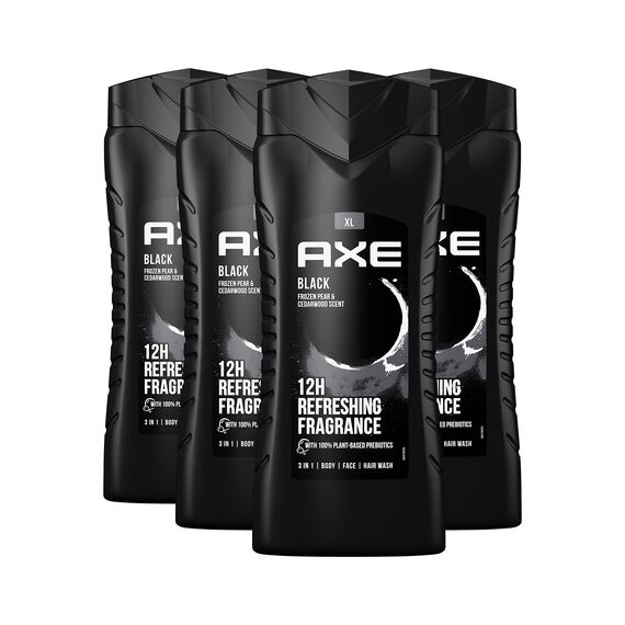 AXE 3-in-1 Duschgel & Shampoo Black XL – Bodywash und Shampoo für Körper, Gesicht und Haar - 4 Stück
