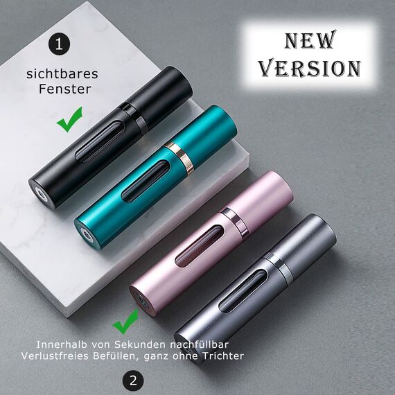 Travelofo Parfümzerstäuber Nachfüllbar, Leer Reise Parfüm Zerstäuber Mini Portable Sprühflasche mit Fenster für Unterwegs, 8ml (B-Grün)