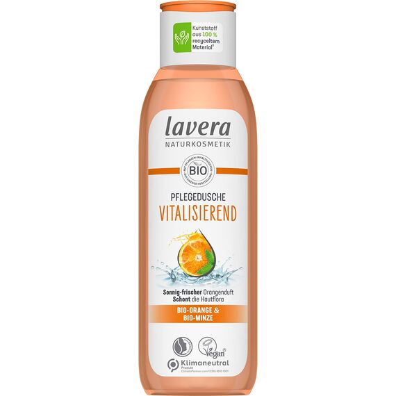 lavera Pflegedusche Vitalisierend - Bio-Orange & Bio-Minze - Naturkosmetik - vegan - Duschgel - pH-hautneutral - reinigt besonders sanft - 1 x 250 ml