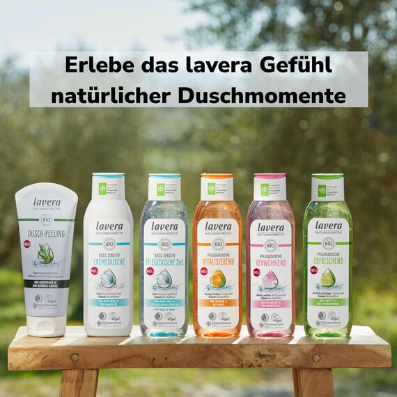 lavera Pflegedusche Vitalisierend - Bio-Orange & Bio-Minze - Naturkosmetik - vegan - Duschgel - pH-hautneutral - reinigt besonders sanft - 1 x 250 ml
