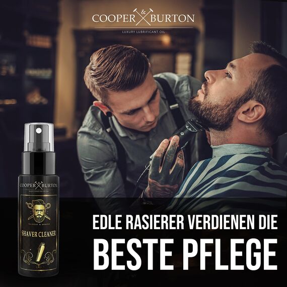 Scherkopfreiniger | Feinmechanikreiniger als Scherkopf Reinigungsspray für Haarschneidemaschine, Tierhaarentferner & Rasierer Trimmer | Rasierer Reiniger für Friseurbedarf von COOPER & BURTON 100 ML