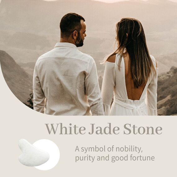 Rena Chris Jade Gua Sha Stein, Guasha Stein für Kieferlinien-Straffung und Reduzierung von Gesichtsschwellungen, Hautpflege-Geschenk – Weiß