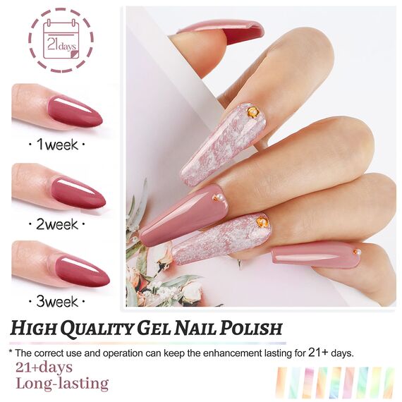 JODSONE 36-teiliges Gel-Nagellack-Set - 32 Farben, Basislack, Glänzend, Matt und Glitzernder Decklack - Nagellack-Set für Frauen - Grün, Blau, Rot, Rosa - Kollektion - Geschenke