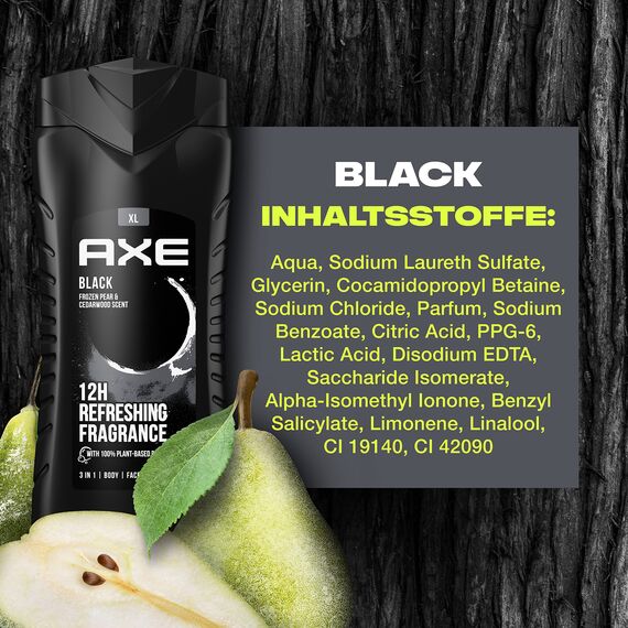 AXE 3-in-1 Duschgel & Shampoo Black XL – Bodywash und Shampoo für Körper, Gesicht und Haar - 4 Stück