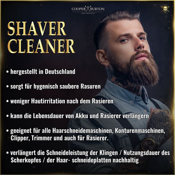 Scherkopfreiniger | Feinmechanikreiniger als Scherkopf Reinigungsspray für Haarschneidemaschine, Tierhaarentferner & Rasierer Trimmer | Rasierer Reiniger für Friseurbedarf von COOPER & BURTON 100 ML
