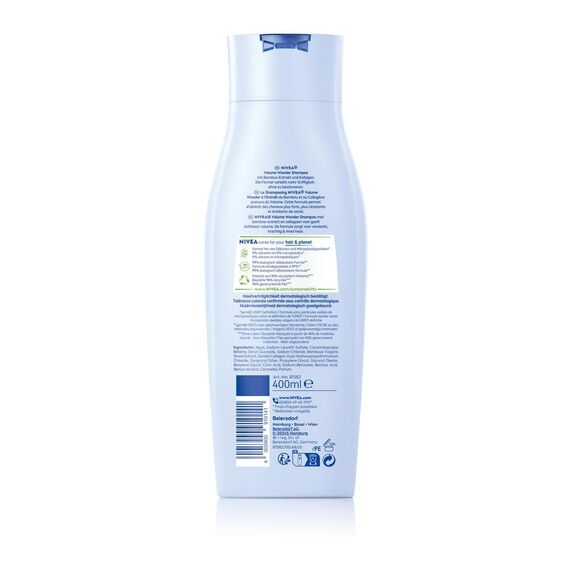 NIVEA Volume Wonder Kräftigendes Shampoo, Volumen Shampoo mit Kollagen und natürlichem Bambus-Extrakt, silikonfreies Haarshampoo für sichtbares Volumen und strahlenden Glanz (400 ml)