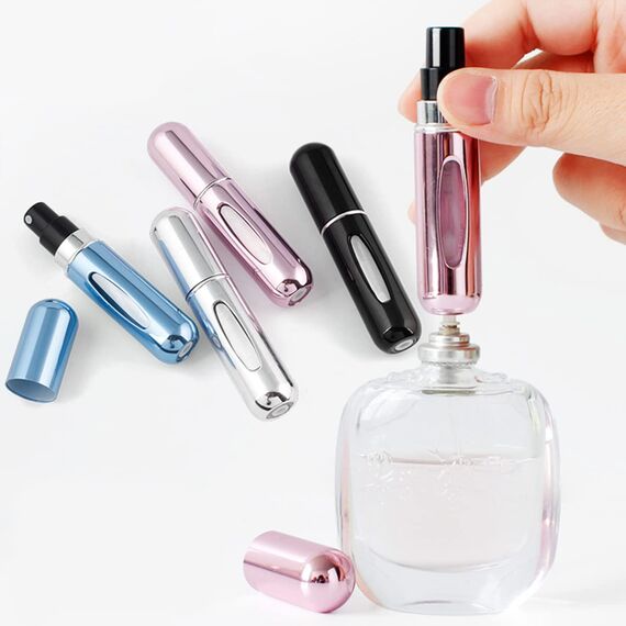 Leikedun 4 Stück 5ml Parfümzerstäuber Nachfüllbar Leer Reise Parfüm Zerstäuber, Mini Portable Sprühflasche mit Fenster für für Handtasche, Reisen, Ferien, Flugreisen (4pc 5ml)