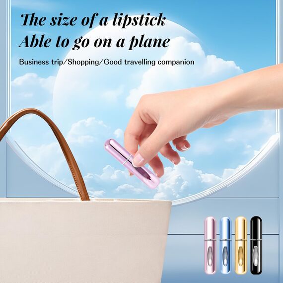 Leikedun 4 Stück 5ml Parfümzerstäuber Nachfüllbar Leer Reise Parfüm Zerstäuber, Mini Portable Sprühflasche mit Fenster für für Handtasche, Reisen, Ferien, Flugreisen (4pc 5ml)