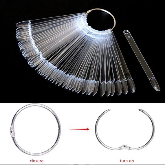 Rnitle Nagel Display[50 Stück],Nagelspitzen Nail Art Tips,Transparent Farbe Karte Platten Nagellack Display Ring Sticks,Nagel Kunst Praxis Tool,Mustertips für Nägel