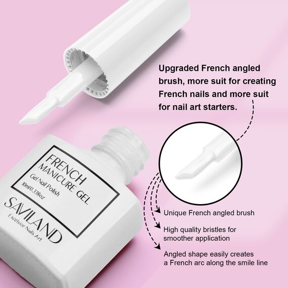 Saviland【Upgrade】Schönes Weiß French Gel Nagellack - 10 ml Soak Off Neon UV Nagellack Weiß für Maniküre UV Gel French Nails Art Starter, Gellack UV für French Nails Stempel & Home DIY