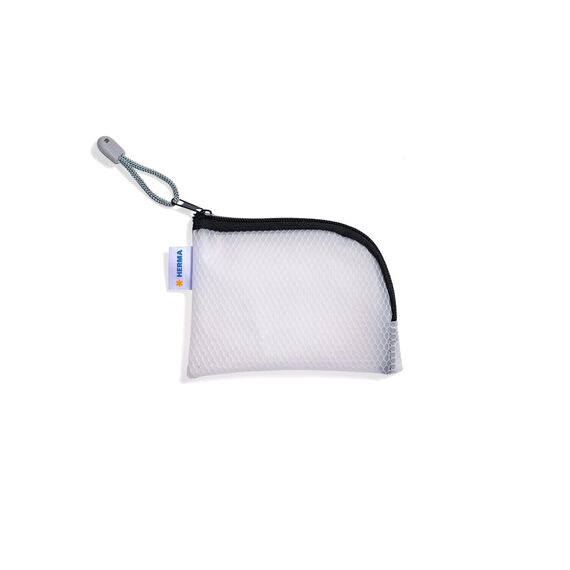 HERMA Dokumententasche A7 mit Reißverschluss Set, 10 Stück, wasserdichte mini Reißverschlusstasche, verschließbare Dokumentenmappe aus Kunstoff mit Zipper, halb-transparent, 14 x 10 cm
