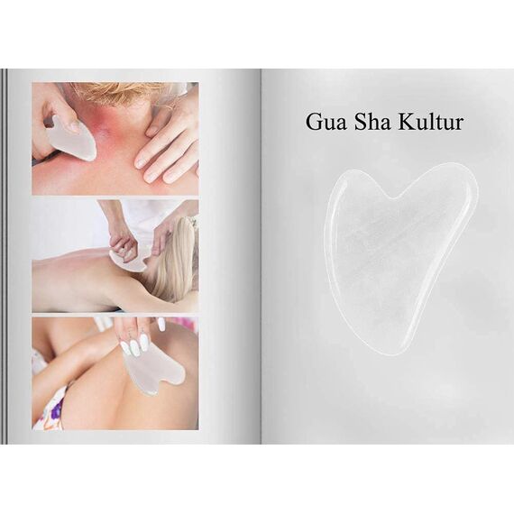 Gua Sha steine gesichts Jade Natur-Stein Herzform Kratz-Massage Tool für Gesicht, Augen, Hals zur Hautpflege, Schönheit und Entspannung der Körpermuskulatur (Weiß 2 Pcs)
