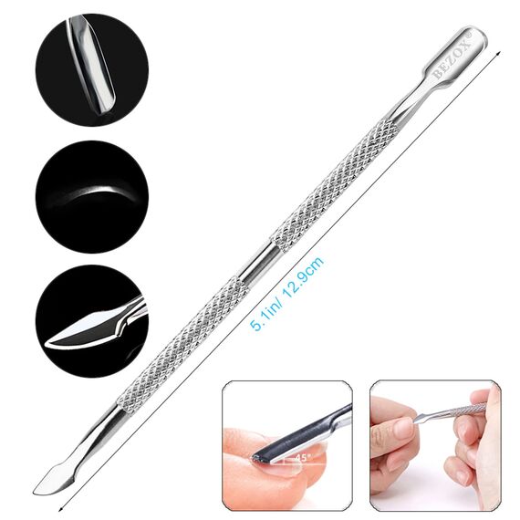 BEZOX 2 PCS Nagelhautschieber, 2 in 1 Profi Nagelschieber Spatel Pusher - Edelstahl Metallspatel Cuticle Pusher für Maniküre, Pediküre