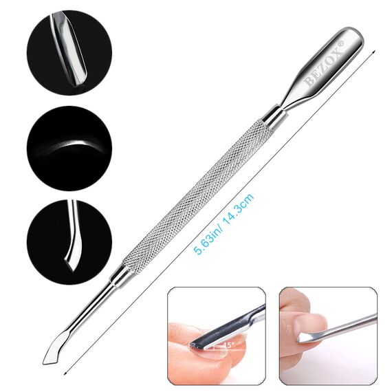 BEZOX 2 PCS Nagelhautschieber, 2 in 1 Profi Nagelschieber Spatel Pusher - Edelstahl Metallspatel Cuticle Pusher für Maniküre, Pediküre