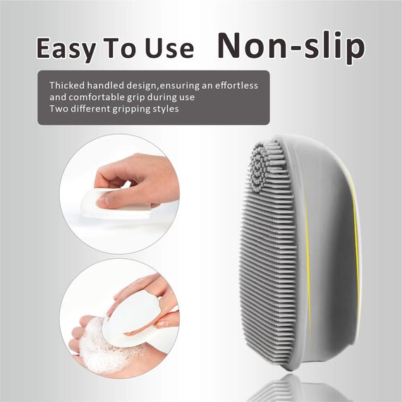 HieerBus Silikon Gesichtsreiniger, Manuelle Peeling Bürste, Handheld Gesichtsreinigungsbürste für Frauen Männer Entfernen Poren Reinigung Massage (grau+weiß)