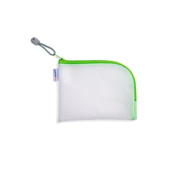 HERMA Dokumententasche A6 mit Reißverschluss, kleine wasserdichte Reißverschlusstasche, verschließbare Dokumentenmappe aus Kunstoff mit Zipper, halb-transparent, 19 x 14 cm, grün