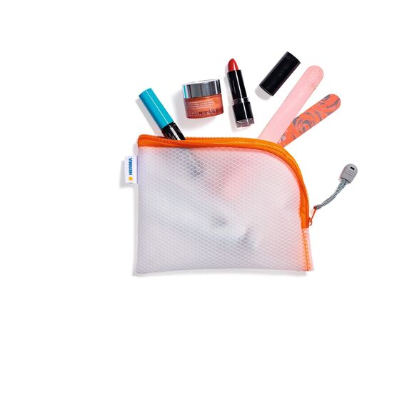 HERMA Dokumententasche A6 mit Reißverschluss, kleine wasserdichte Reißverschlusstasche, verschließbare Dokumentenmappe aus Kunstoff mit Zipper, halb-transparent, 19 x 14 cm, orange