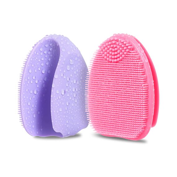 HieerBus Silikon Gesichtsreiniger, Manuelle Peeling Bürste, Handheld Gesichtsreinigungsbürste für Frauen Männer Entfernen Poren Reinigung Massage (pink+lila)